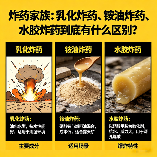 汉台炸药家族：乳化炸药、铵油炸药、水胶炸药到底有什么区别？